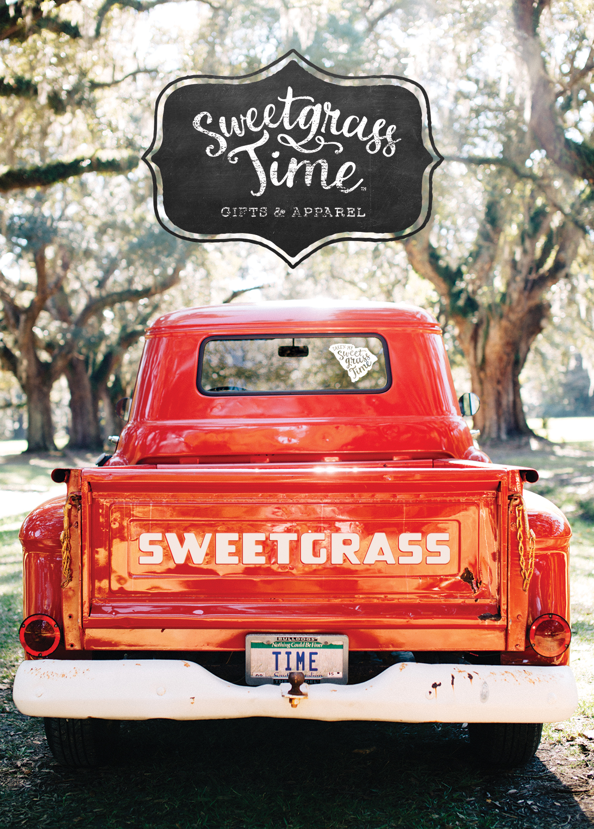 Sweetgrass Time on a red 1955 Chevy Truck