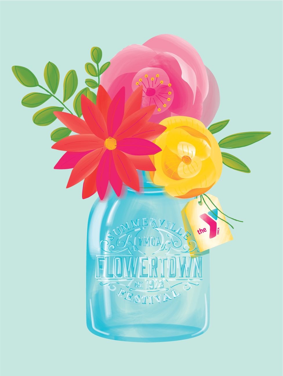 watercolor vector illustration of mason jar with flowers